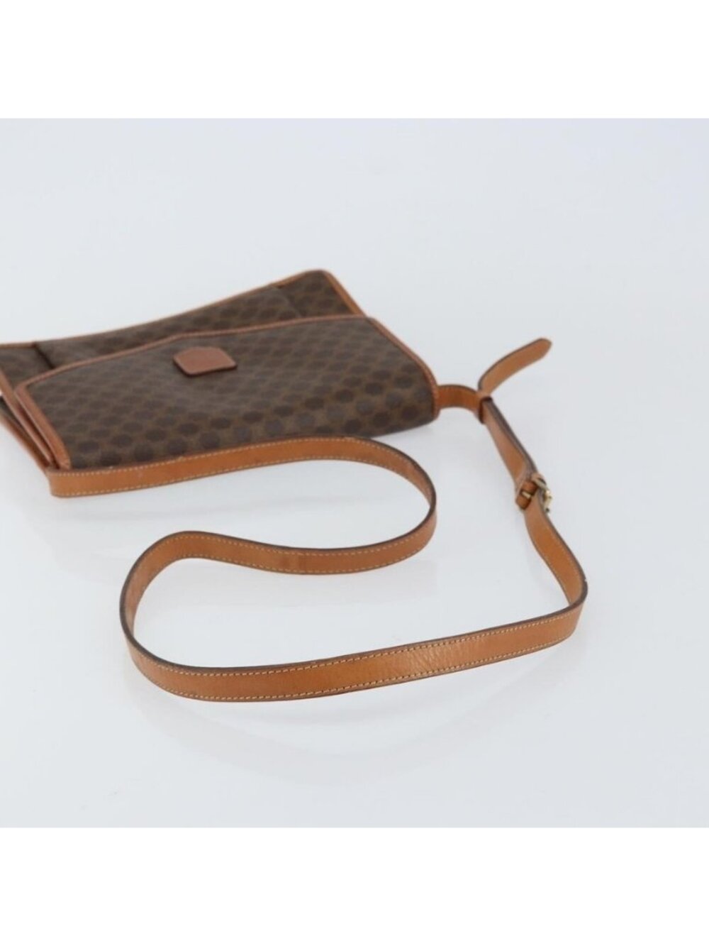 Authentic CELINE Macadam Canvas Shoulder Bag PVC Leather Brown Gold - Picture 14 of 16